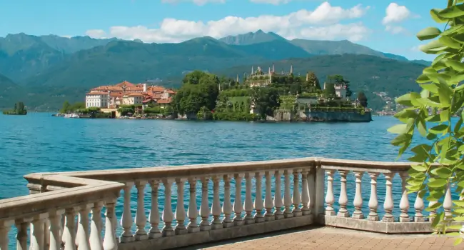 Scenic view over Lake Maggiore and Isola Bella Gardens, ideal for a peaceful expectant couples escape.