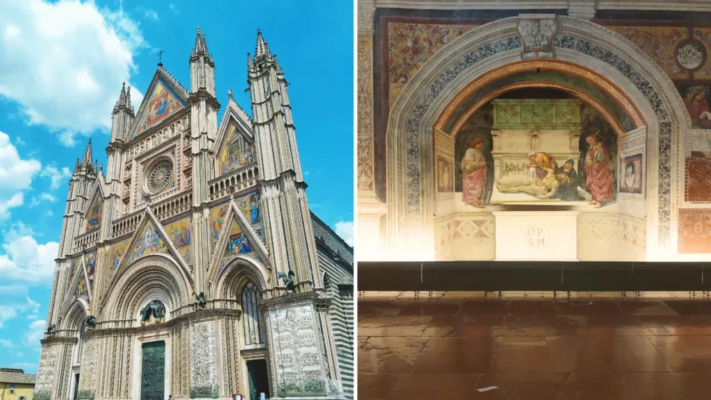 Day trips from Rome - Gothic facade Orvieto Cathedral Duomo di Orvieto volcanic tufa cliff Umbria