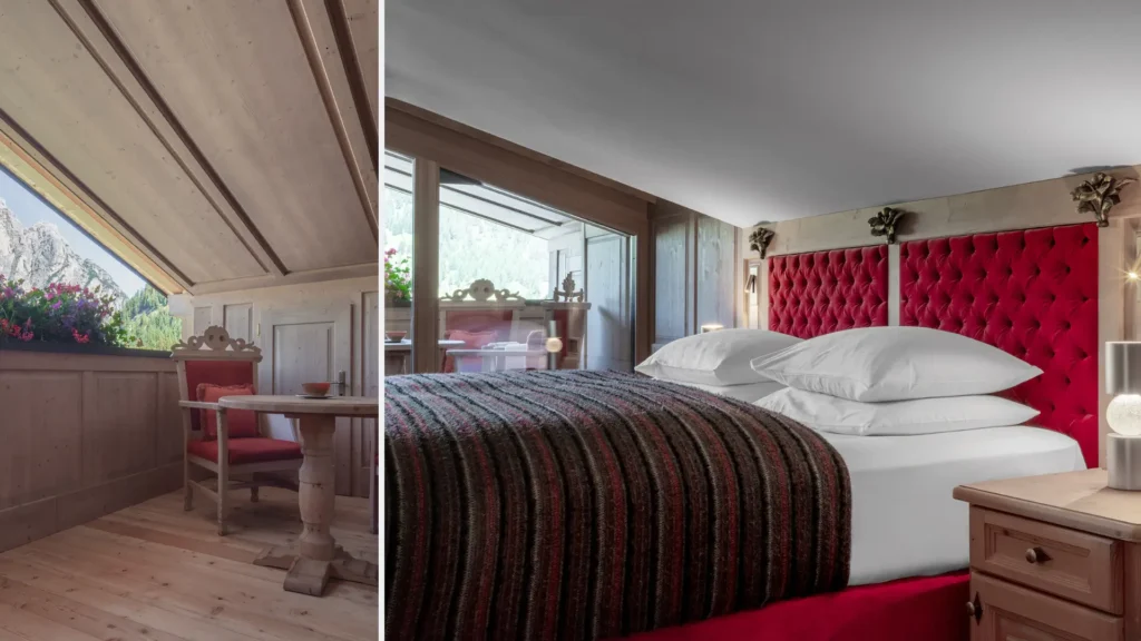 Best hotels in Italy for a honeymoon, Hotel La Perla suite with Dolomites views, Corvara