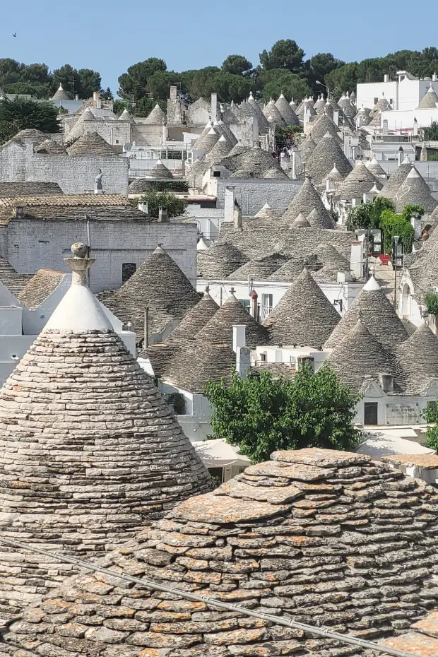 Is Alberobello worth visiting — a panoramic view over the trulli rooftops of Rione Monti, Puglia