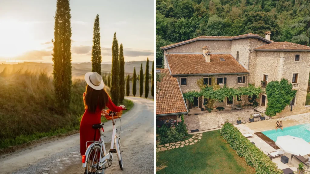 A romantic cycling route among cypress trees paired with a peaceful villa retreat — perfect for a tailor-made couples holiday in Tuscany. | Design Your Italy