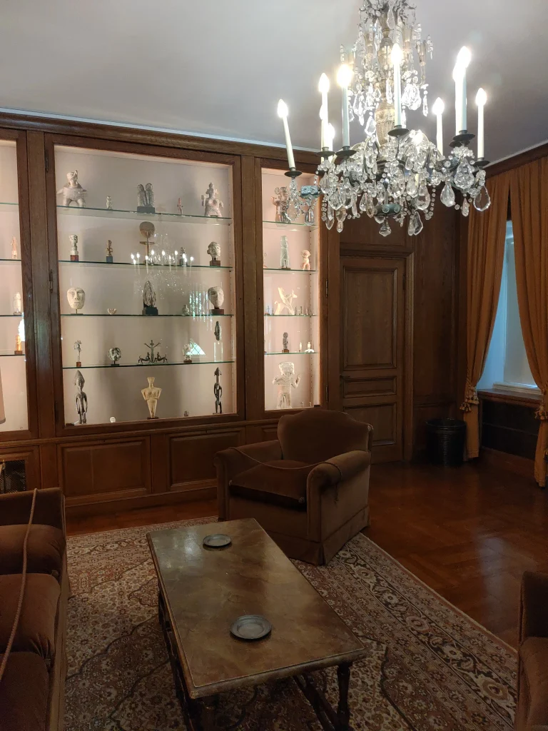 Villa del Balbianello, Lake Como, the interior salon with display cabinets of Guido Monzino's collections