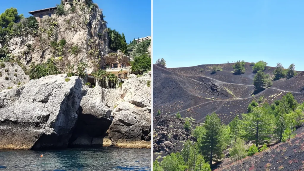 Slow travel Italy itinerary featuring a private boat tour in the turquoise bays of Taormina alongside a luxury 4x4 expedition to Mount Etna’s craters.