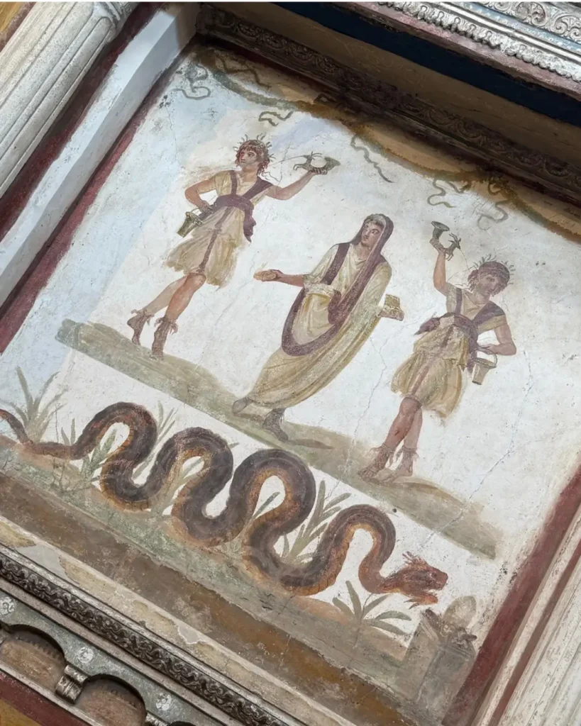 A Roman fresco on a wall at Pompeii
